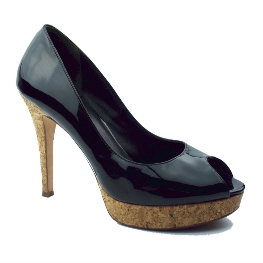 Cole Haan black peep toe platform heels